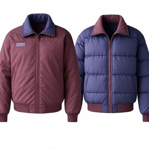 Vtg Columbia Down Puffer Jacket Women M Men Purple Maroon Reversible Ski 90s